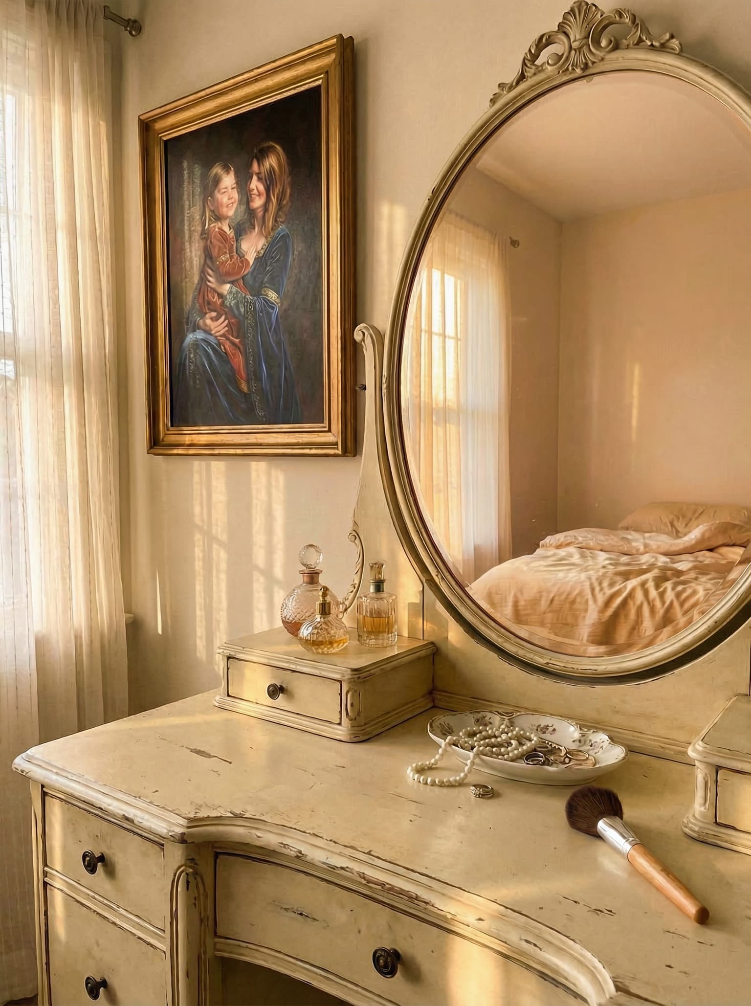 Portrait behind a home office desk